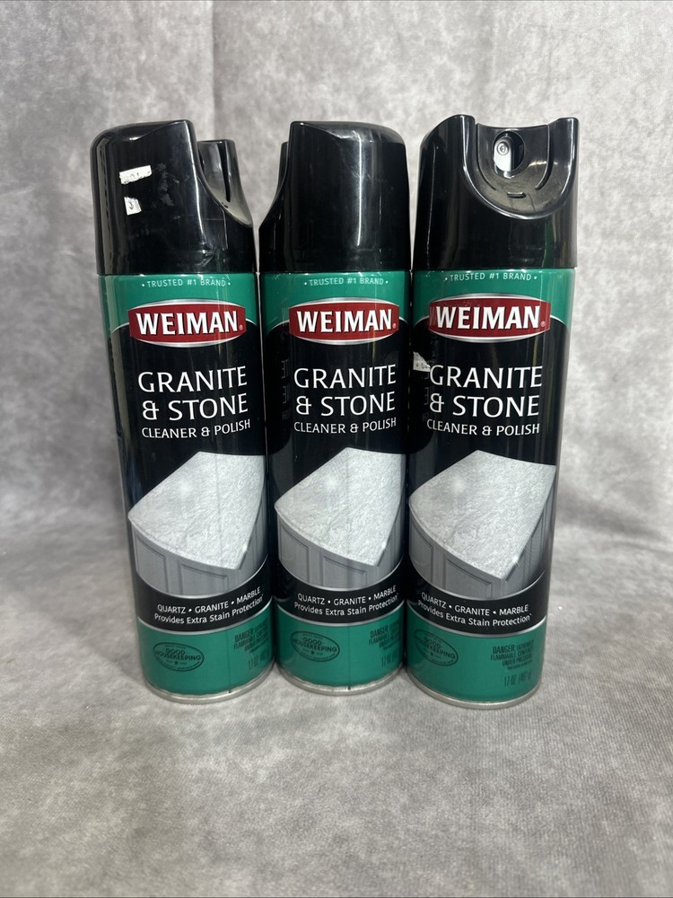 3 Weiman Granite & Stone 3-in-1 Clean Polish Protect Vanilla Aerosol 17 oz