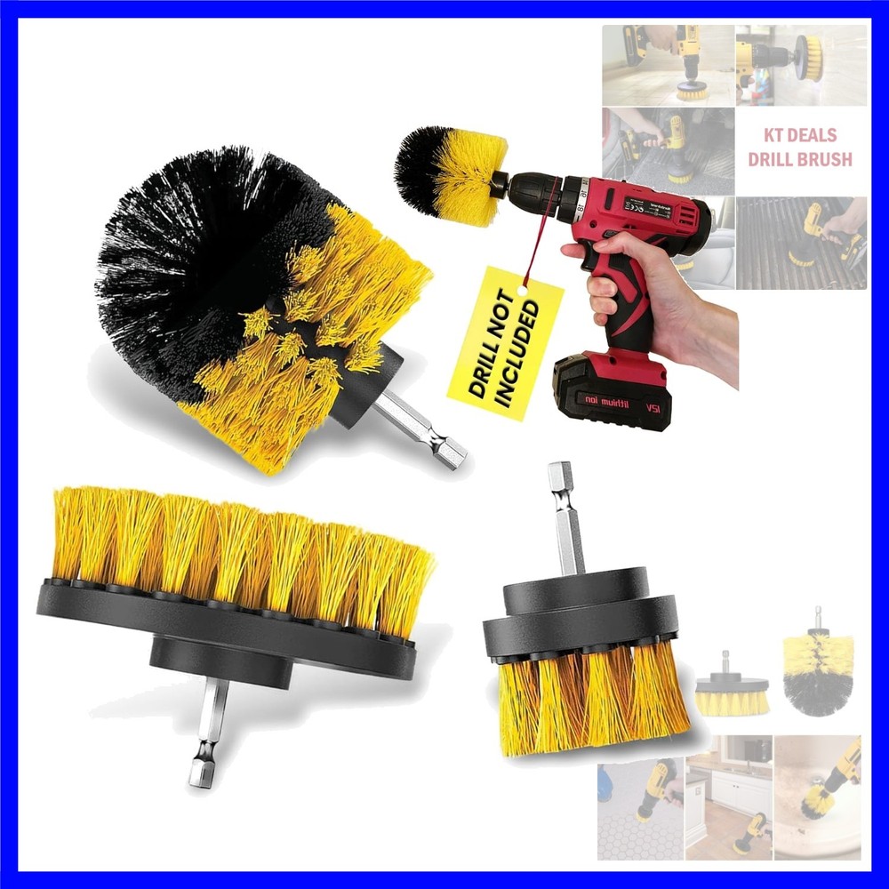 Drill Brush Car Detailing Attachment Set – 3 Piece Power Scrubber Brush Kit f…
