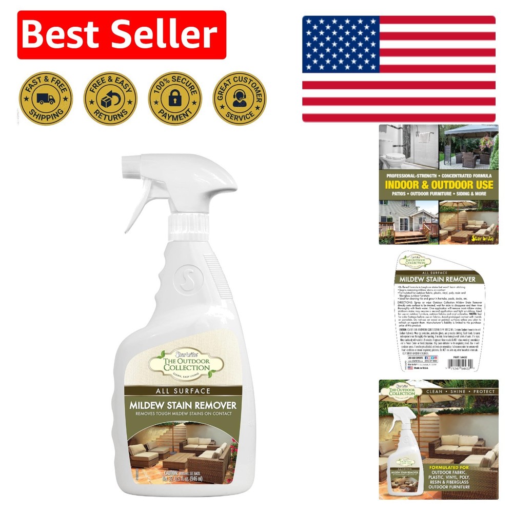 32 OZ All Surface Mold & Mildew Stain Remover Spray – Powerful Outdoor Cleaner