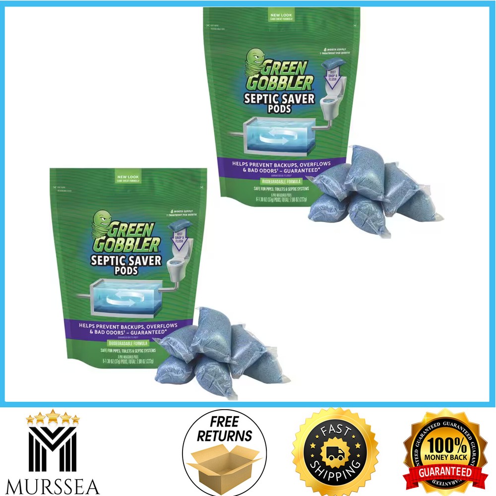 Septic Tank Treatment Pods 2 pack, 6-month supply