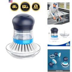 Soap Dispensing Palm Brush Storage Set, Kitchen Brush with Holder for Pot Pan…