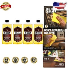 Antiques Restorer Cleaner 4x12oz Wood Polish, Oil Enriched, Water Ring Removal