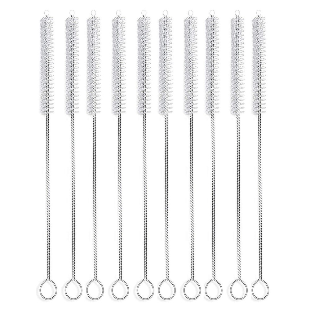 Long Straw Brush Nylon Pipe Tube Cleaner 10ihch X 2/5inch Set Of 10