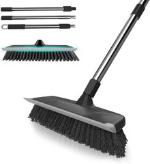 Deck Scrub Brush with Long Handle, Outdoor Porch Indoor Kitchen Shower Bathroom