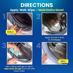 Mold Stain Remover Power Gel Cleaner for Front Loader Washing Machine Seal 7oz