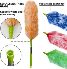 4 Pack Washable Electrostatic Feather Duster with Extendable Pole 25″ to 55″