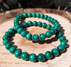 Natural Malachite Bracelet | Stretchable 8mm Beads for Balance & Protection