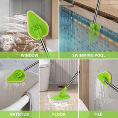 Scrub Cleaning Brush with Long Handle 35” – Extendable Floor Scrubber with 1 St