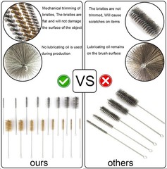 12 Inch Pipe Cleaning Brush Set with Stainless Steel Bristles, Tube Bottle Br…