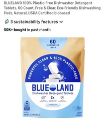 Blueland Dishwasher Detergent Tablets, Fragrance & Plastic-Free, 110-count