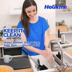 Holikme 6 Pack Bottle Brush Set, 14″ Long Handle Stainless Steel Bottle Cleaner