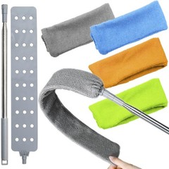 Retractable Gap Dust Cleaner Brush with 4 pcs Replacement Duster Cloth 100 inch