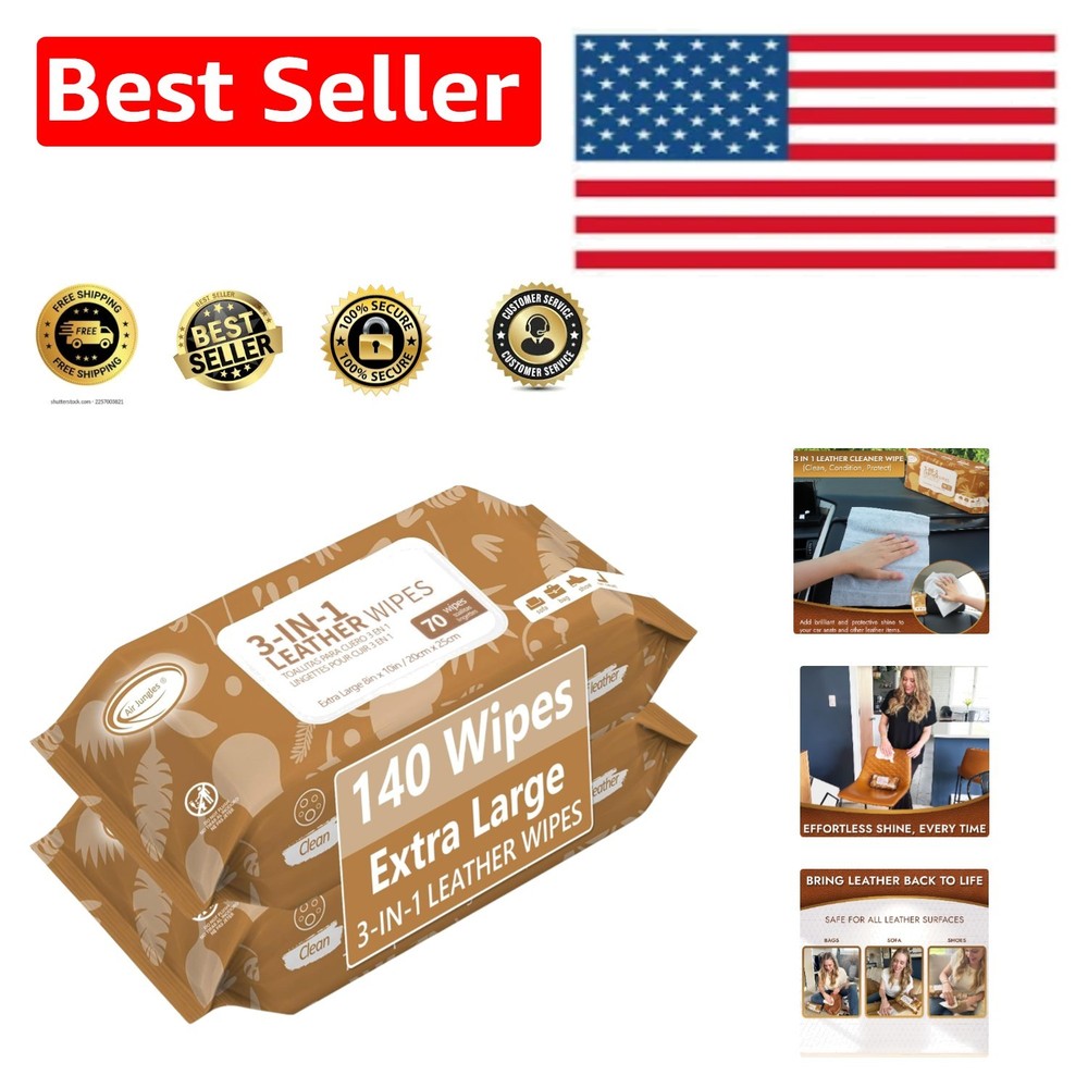 Extra Large 140 Count Leather Care Wipes – Lint-Free, Residue-Free Formula