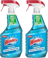 Windex Glass & Window Cleaner Spray Orignal Blue Streak Free Shine 2 x 23Oz Pack
