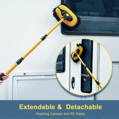 Car Wash Brush with Long Handle, Microfiber Car Wash Mop with Replaceable Che…