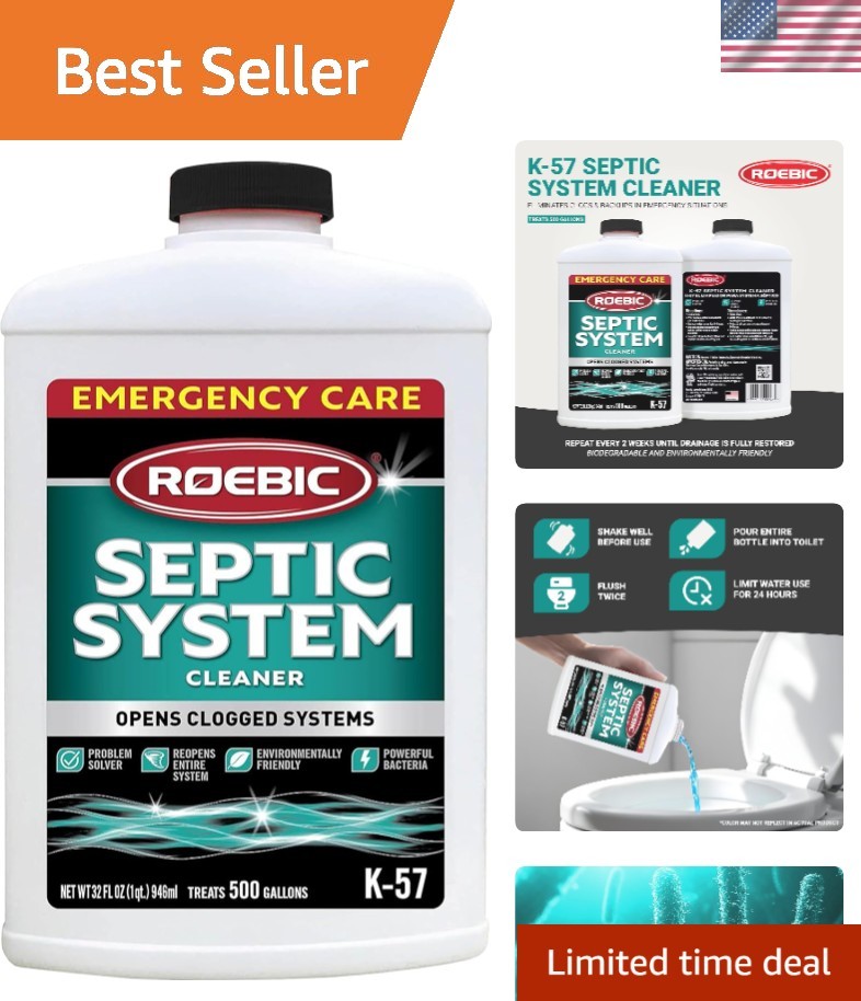 32 Oz Unscented Septic Cleaner – Safe & Fast Action for 500 Gallon Systems