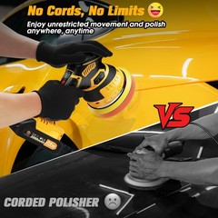 Cordless Car Buffer Polisher kit [2X 2000mAh 21V Batteries & 18 PCS Attachmen…