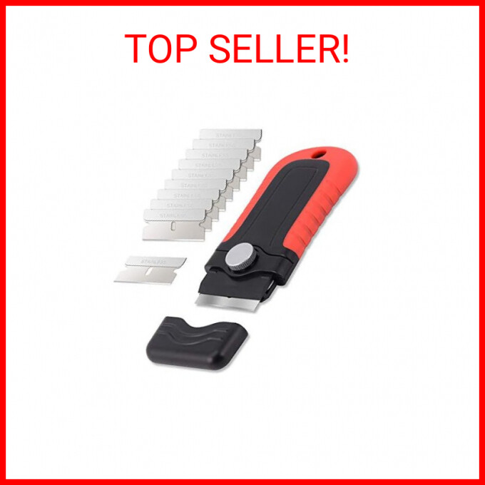 Gomake Locking Razor Blade Scraper with Safety Cap, Glass Cooktop Scraper with 1