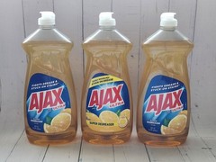 3× Ajax Ultra Super Degreaser Dishwashing Liquid Dish Soap, Lemon Scent, 28 oz