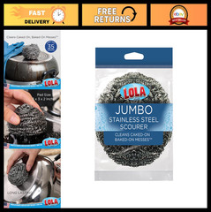 Jumbo Stainless Steel Wool Scourer – 35g Curled Flat Wire for Tough Cookware Cle