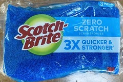 3M Scotch Brite ZERO SCRATCH Blue Scrub Sponge S-Shaped Grip 3 PACK – NEW