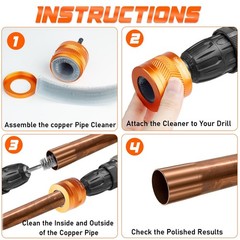 1/2″ 3/4″ 1″ Copper Pipe Cleaner Set for Drill, Pipe Tool Cleaner Brushes wit…