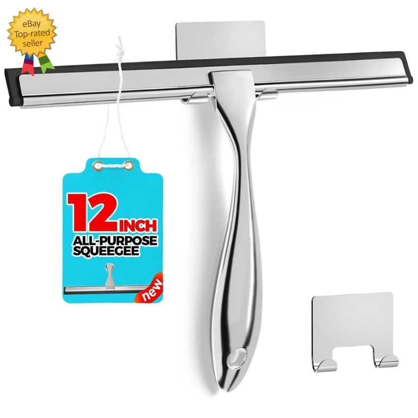 12-Inch All-Purpose Shower Squeegee for Shower Doors, Tile Shower Walls, Bathroo
