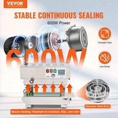Continuous Bag Band Sealing Machine, 0.24-0.47 in/6-12 mm Seal Width, Vertical B