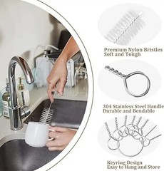 Nylon Straw Brush Cleaner Bottle Tube Pipe Small Long Cleaning 10Pcs Set