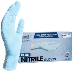 ForPro Disposable Nitrile Gloves, Chemical Medium (Pack of 100), Blue