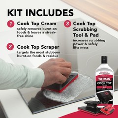 Complete Glass & Ceramic Cooktop Cleaner Kit – 10oz Cream & Scrubbing Pads