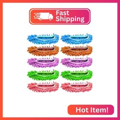 Mop Slippers Shoes 10 Pcs (5 Pairs),Dust Duster, Mop Socks for Women Men Kids Fo