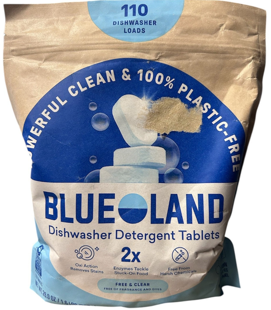 Blue Land Free & Clear 100% Plastic Free Dishwasher Detergent Tablets 110-Ct