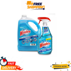 Windex Original Glass Cleaner, 1 Spray Bottle + 128 fl. oz. Refill – Streak-Free