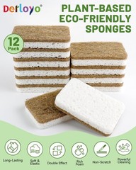 Natural Kitchen Sponges 12 Pack Cellulose Coconut Scrubber Dishware Cleaning