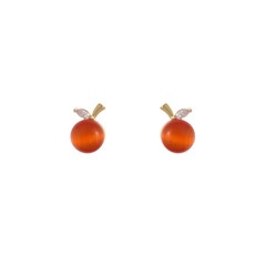Mini exquisite cat eye stone green apple earrings