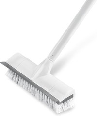 2-in-1 Floor Scrub Brush with Adjustable Stainless Steel Handle for All Surfaces