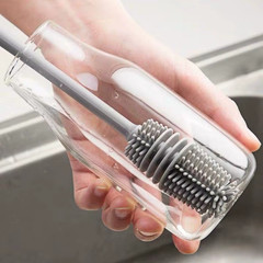 Silicone Bottle Cleaning Brush Long Handle Milk Bottle Glass Scrubber Cleaner