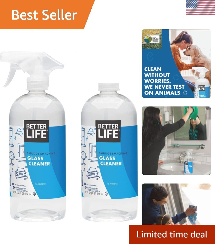 Effortless Streak-Free Window Cleaner – 32 Oz Pack of 2 – Eco-Friendly Formula