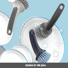 Pot and Pan Cleaning Brush, Dish Brush for Kitchen, Gray, Pack of 2