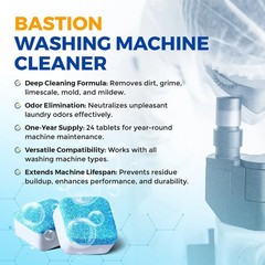 Bastion Washing Machine Cleaner, Deodorizer, & Descaler – 24 pack
