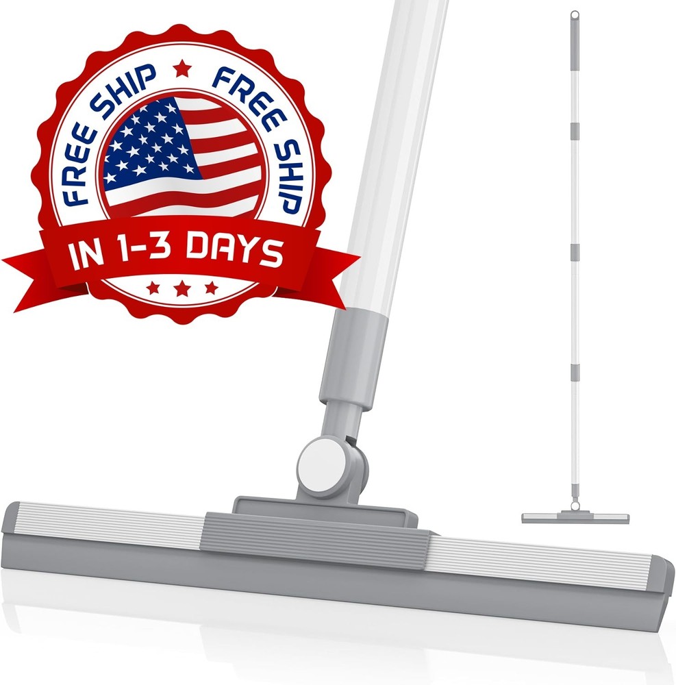 Escurridor De Suelos Con Cabezal Giratorio De 180°, Mango Largo De 52″ NEW US.