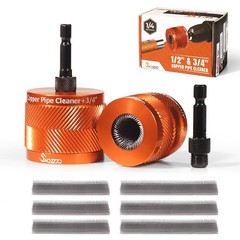 1/2″ & 3/4″ Metal Copper Pipe Cleaner Set,with 1/4 Hex Shank,Each Additional 2PC