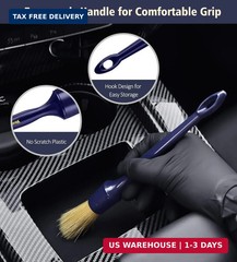 YeewayVeh Car Detailing Brush Set, 3 Pack Ultra Soft Boars Hair Detailing Brushe