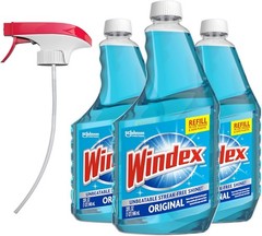 Streak-Free Windex Glass Cleaner Refill, 3×32 fl oz with Spray Trigger