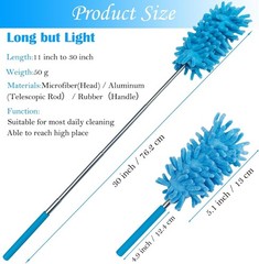 3 Pack Retractable Long- Washable Duster for Cleaning, Microfiber Hand Duster…