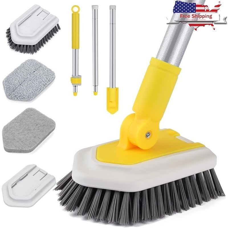 Adjustable 50 Inch Bathtub Scrubber Triangular Head 3 in 1 Cleaning Brush Tool