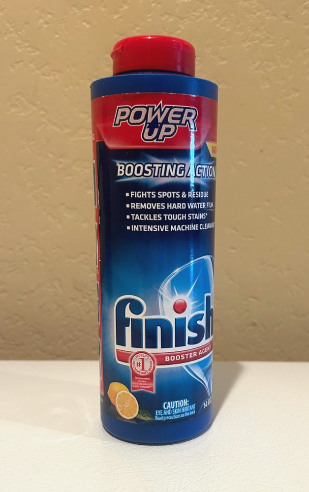 Finish Dishwasher Power Up Booster Agent Lemon 14 Oz Unsealed
