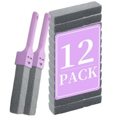 12 Pack Pumice Stones Scouring Stick with 2 Handles