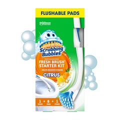 Fresh Brush Starter Kit, Citrus-Toilet Bowl Cleaning System with Flushable Pads